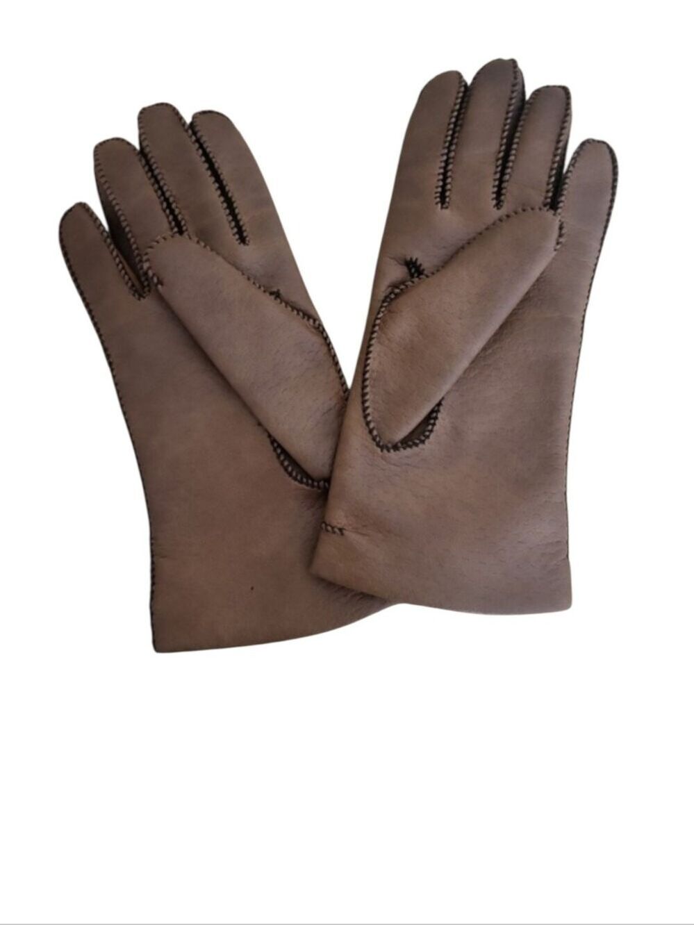 Vintage 1970s Fownes Heritage Style Leather Gloves – Soft Brown Whipstitched – S